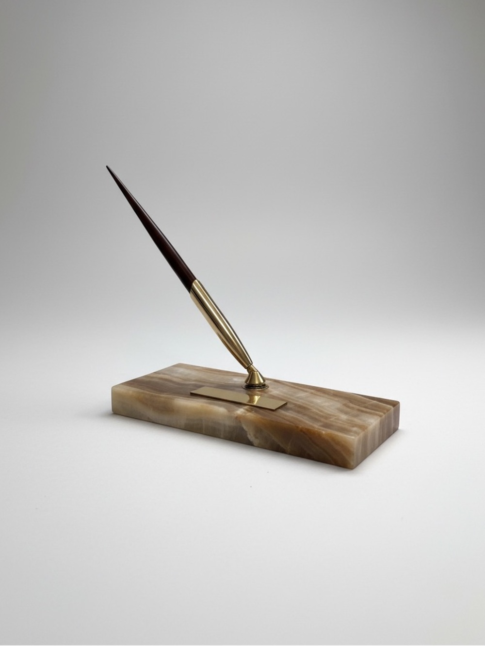 Vintage 60’s Sheaffer Onyx Base Pen Holder With Engravable Plate